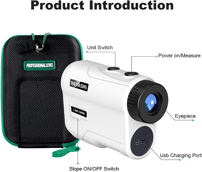 REVASRI Golf Rangefinder with Slope and Pin Lock Vibration, External Slope Switch for Golf Tournament Legal, Rangefinders with Rechargeable Battery (1)